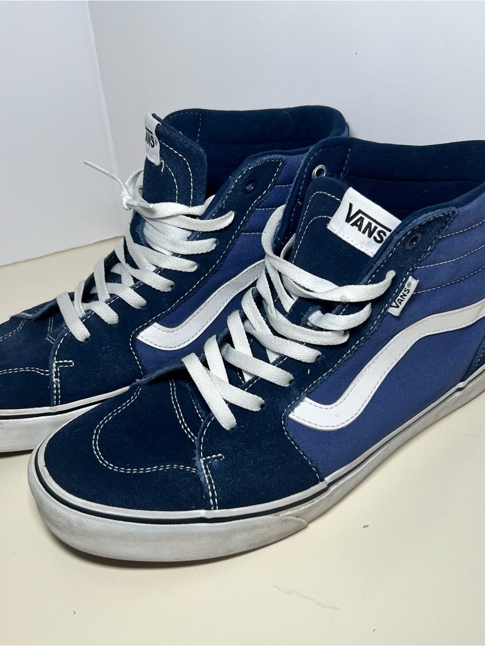 VANS Off The Wall SK8 Hi-Top Skateboard Shoes Men’s Navy Size 11 #721356 White